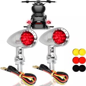 DREZER 2pcs 크롬 불릿 5개 모터사이클 턴 시그널 라이트 앞뒤 표시등 할리 혼다 크루저 소프트 스포츠스터