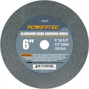 파워텍 벤치 그라인더 휠 6인치 50그릿 받침대 알루미늄 산화물 그라인딩 두께 3 /4 2 Arbor 연마 및 성형