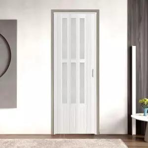 30X80인치 PVC 내부 아코디언 접이식 도어 옷장용 멀티폴드 슬라이딩 흰색 설치 하드웨어 손잡이 래치