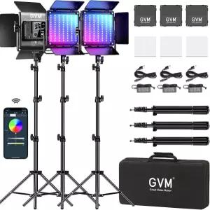 GVM RGB LED 비디오 조명 키트 패널이 있는 800D 스튜디오 YouTube 사진 위한 APP 제어 3200K560K 8가지
