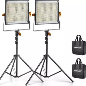 2팩 mable Bi Color 480 LED 비디오 조명 키트 U 브래킷이 있는 32005600K CRI 96 패널 유튜브 녹화