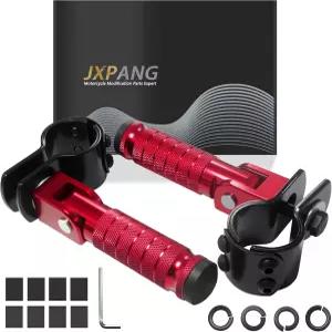 JXPANG M8 오토바이 접이식 리어셋 풋레스트 자전거 풋페그 페달 전기 자동차 미니 흙 용 조수석 빨간색