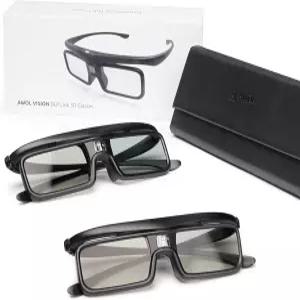 AWOL VISION DLP 링크 3D 안경 LTV3000 프로 및 호환되는 충전식 액티브 셔터 사라짐 TV 기타 프로젝터 2팩