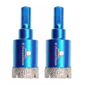 드라이 다이아몬드 코어 드릴 비트 세트 BRSCHNITT 2pcs 인치 25mm 홀 톱 도자기 타일 세라믹 스톤 화강암