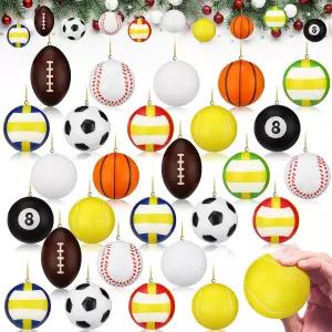 릴리풀 24개 크리스마스 스포츠 볼 장식 트리 걸이 미니 폼 벌크 배구 농구 야구 테니스 축구 파티 용품