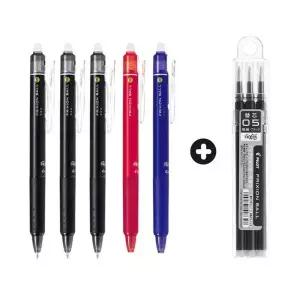 (매장정품)파이롯트 프릭션 노크 볼펜 0.5mm 검정 3자루+빨강 1자루+파랑1자루+리필(검정3입) 1개