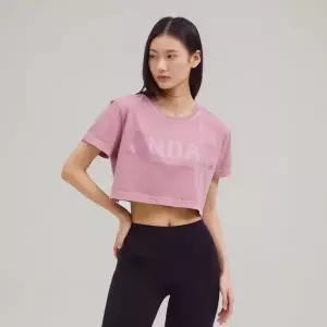 ANDAR [2 PACK] 시그니처 로고 피그먼트 크롭 숏슬리브