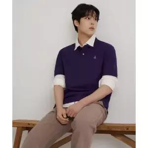 매장정품 BEANPOLE 빈폴 MEN [Essential] 피케 칼라넥 반소매 티셔츠 - 퍼플 BC6242E71U 1541597