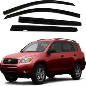 오토로버 테이프 온 레인 가드 창문 바이저 4종 세트 도요타 Rav4 2006 2007 2008 2009 2010 2011 2012 / 디플렉터 채널 Smoked 2006-2012