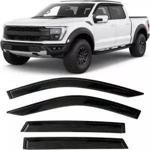 2015-2026 포드 F150 슈퍼크루 사이드 윈도우 디플렉터 바이저용 테이프 온 레인 가드(크루 캡 전용) XLT 라리엇 킹 랜치 2_For F-150 SuperCrew