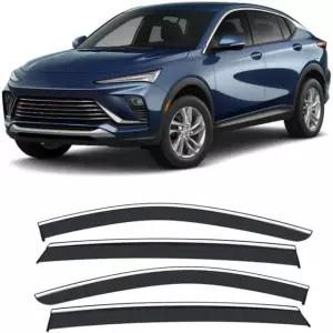 Vesul Buick Envista 2024-2026 윈도우 바이저 윈드 디플렉터 레인 가드 실드 커버 통풍구 바이저와 호환되며 마운트 유형 외부 304 스테인리스 스틸 트림 포함