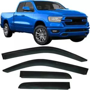 2019-2026 Dodge RAM 1500 쿼드 캡 전용 사이드 윈도우 바이저 디플렉터 내구성 있는 틴티드 쉐이드 2019 2020 For Dodge RAM 1500 Quad