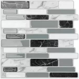 Art3d 10매 필 앤 스틱 주방 백스플래시 타일 및 욕실용 12 x12 자가 접착 대리석 회색 벽 12 x (10 Sheets) Gray Marble