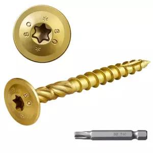 FMhotu 랙 나사 5/16인치 x 3인치 구조용 50Pcs 건설용 녹슬지 않음 T40 스타 드라이브 비트 5/16 x 3 Bronze 50