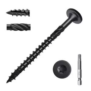 SahncaiTechTrade 3인치 데크 나사 50개 튼튼한 구조용 목재 목재/목재/ 조경 목재용 방청 T30 스타 비트(#14 x 3) #14×3 Black 50