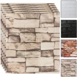 10PCS 3D 벽 패널 필 앤 스틱 폼 자가 접착식 벽돌 벽지 커버 거실 주방 욕실용 인조 돌 10 Pack Rock Brick