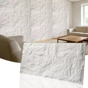 3D 가짜 돌 벽 패널 내부 장식용 1.18인치(30mm) 초두꺼운 PU 거실용 방수 경량 시멘트 텍스처 액센트 4팩 사무실 47.2인치 x 23.6인치 흰색 White