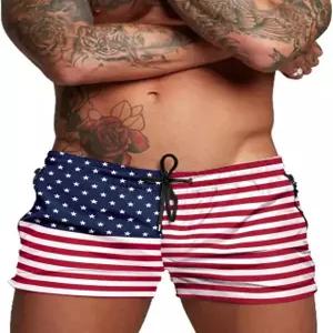 COOFANDY 남성용 수영 트렁크 퀵 드라이 수영복 메쉬 안감 보드 비치 스포츠 쇼트 American Flag a Small