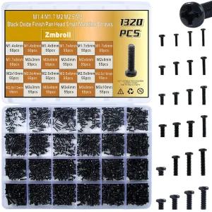 Zmbroll 1320Pcs 검은색 노트북 나사 키트 소형 컴퓨터 교체용 전자 팬 헤드 기계 시계 휴대폰