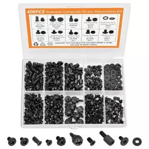 400Pcs 프리미엄 PC용 컴퓨터 나사 키트 마더보드 스탠드오프 SSD 장착 케이스 팬 하드 드라이브 포함 -