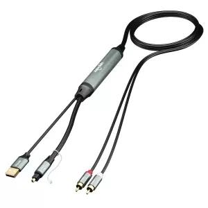 Adoreden 단방향 SPDIF Toslink 광 입력을 2개의 RCA 출력 어댑터 케이블 4피트 192kHz DAC 디지털에서