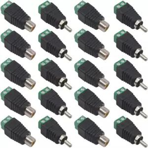CCTV 카메라 시스템용 FULARR 20Pcs 프로페셔널 RCA 커넥터 키트 10쌍 남성 플러그 및 여성 소켓 대 AV