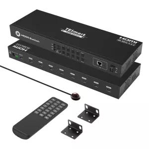 TESmart 8×1 HDMI 스위치 8 in 1 Out 4K 60Hz HDCP 19인치 랙 이어 포함 RS-232 / LAN 제어 IR 리모컨 및