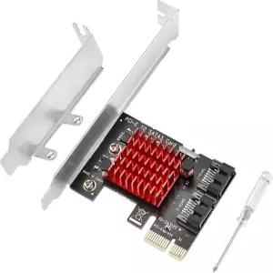 엘루텡 PCIE SATA 확장 카드 2 포트 PCI-SATA 6Gbps 3.0 컨트롤러 Express X1 데스크탑 PC 지원 SSD HDD용