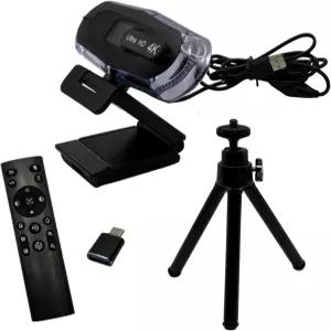 웹다라즈 4K 울트라 HD 리모컨 스탠드 웹캠 LED RGB 조명 95도 광각 자동 초점 1080P@60FPS 블랙 USB 2.0