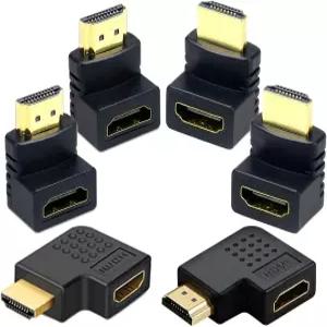 AONTOKY 6팩 3D 및 4K HDMI 앵글 어댑터 콤보 4개 90도 270도 2개 수직 평면 좌우 남성 대 여성 TV 커넥터