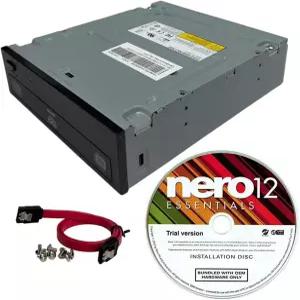 라이트온 24배 SATA DVD/CD 라이터 드라이브 5.25인치 재생 광학 네로 12 에센셜 포함 케이블 및 나사