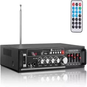 이퀄라이저가 장착된 Facmogu AV-111BT 홈 앰프 5밴드 EQ 오디오 시어터/차고용 RMS 60Wx2 파워 리시버 2