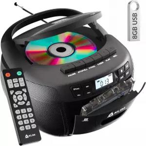 케이스 블루투스 붐박스 AM/FM 라디오 스테레오 사운드 리모컨 CD 및 카세트 콤보 테이프 녹음 USB