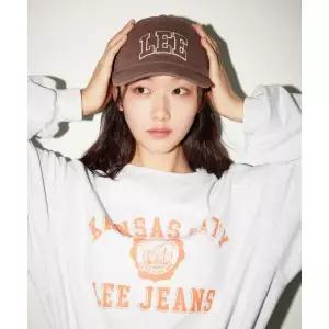 매장정품 LEE 아플리케 빅 로고 코튼 볼캡 브라운