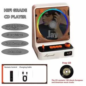 미니CD플레이어 빈티지 CD 플레이어 하이파이 MP3 스피커 스테레오 무선 USBTF 블랙