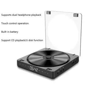 미니CD플레이어 휴대용 CD 플레이어 음악 HIFI MAH 듀얼 USB 워크맨 배터리 블랙