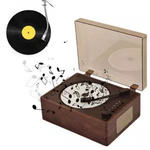 미니CD플레이어 레트로 CD 플레이어 충전식 휴대용 뮤직 블루투스 AUX USB 전화용 woodgrain brown