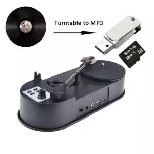 턴테이블 휴대용 축음기 3345RPM PC MP3 TF 내장 카드USB 플레이어 음악 EZCAP613