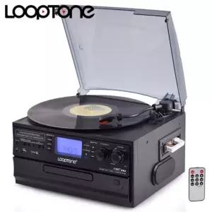 턴테이블 루프톤 3단 속도 빈티지 10 LP 호환 CD 바이닐 FMECHATRONICSA DC 110240V