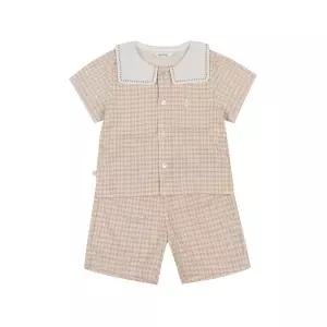 [롯데백화점]아가방 노아체크반팔5부오픈상하(BEIGE) 01T323018