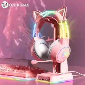 헤드셋스펀지 이어폼 X15 PRO 유선 마이크 헤드셋 컴퓨팅 PC용 제어 RGB 게이머 Pink without Ear