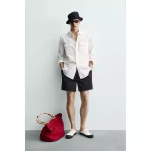ZARA 자라 아론 레빈 X 포켓 플루이드 셔츠 - 화이트 3947570