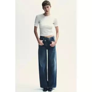 ZARA 자라 JEANS TRF 와이드 LEG 교차 허리 하이웨이스트 - 네이비 3947468