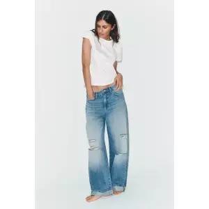 ZARA 자라 JEANS TRF BAGGY FOLDED 디스트로이드 미드라이즈 - 인디고 3947397