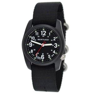 BERTUCCI 40mm 야전 시계 - DX3 야전 - 블랙 다이얼, 블랙 케이스, 블랙 나일론 밴드 11015