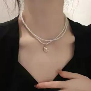 목걸이 펜던트 레이어드 볼드 진주펄 두줄