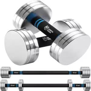 노스디어 V20 업그레이드된 조절 가능한 스틸 덤벨 40LB / 60LB 홈 헬스장 운동을 위한 2 in 바벨 세트 V0 덤벨과 호환됩니다 15lbs Pair (2×15lbs)