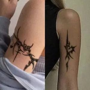 쥬얼리세트 투명 페인팅 블랙 문신 본하트타투스티커 변색
