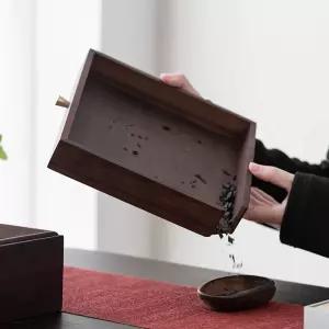틴케이스 원목 차통 커피정리함 A형 호두 곡선 티백 탕비실 티박스(2단)