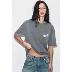 ZARA 자라 파울라 그레누이 워싱 이펙트 티셔츠 - 콜 그레이 3945144